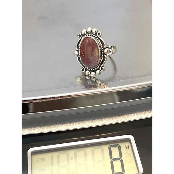 Sterling Silver Southwest Ring Signed Jasper Brown Cabochon Fred Harvey Sz 7 VTG - Picture 7 of 9